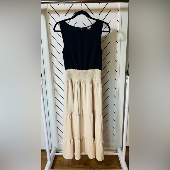 Dkny Dresses & Skirts - DKNY Navy and Cream Maxi Dress
